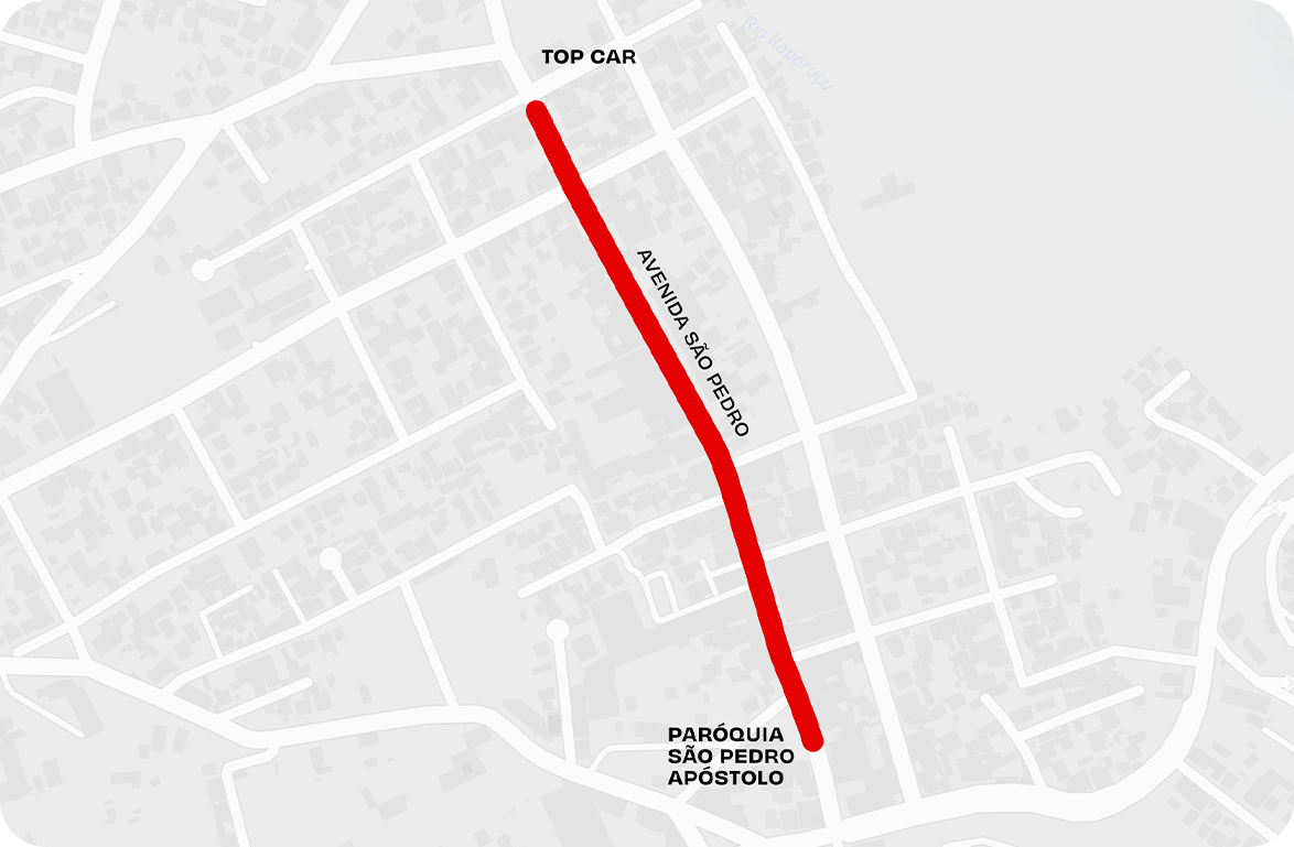 Mapa de Itaperuçu - Av. São Pedro bloqueada